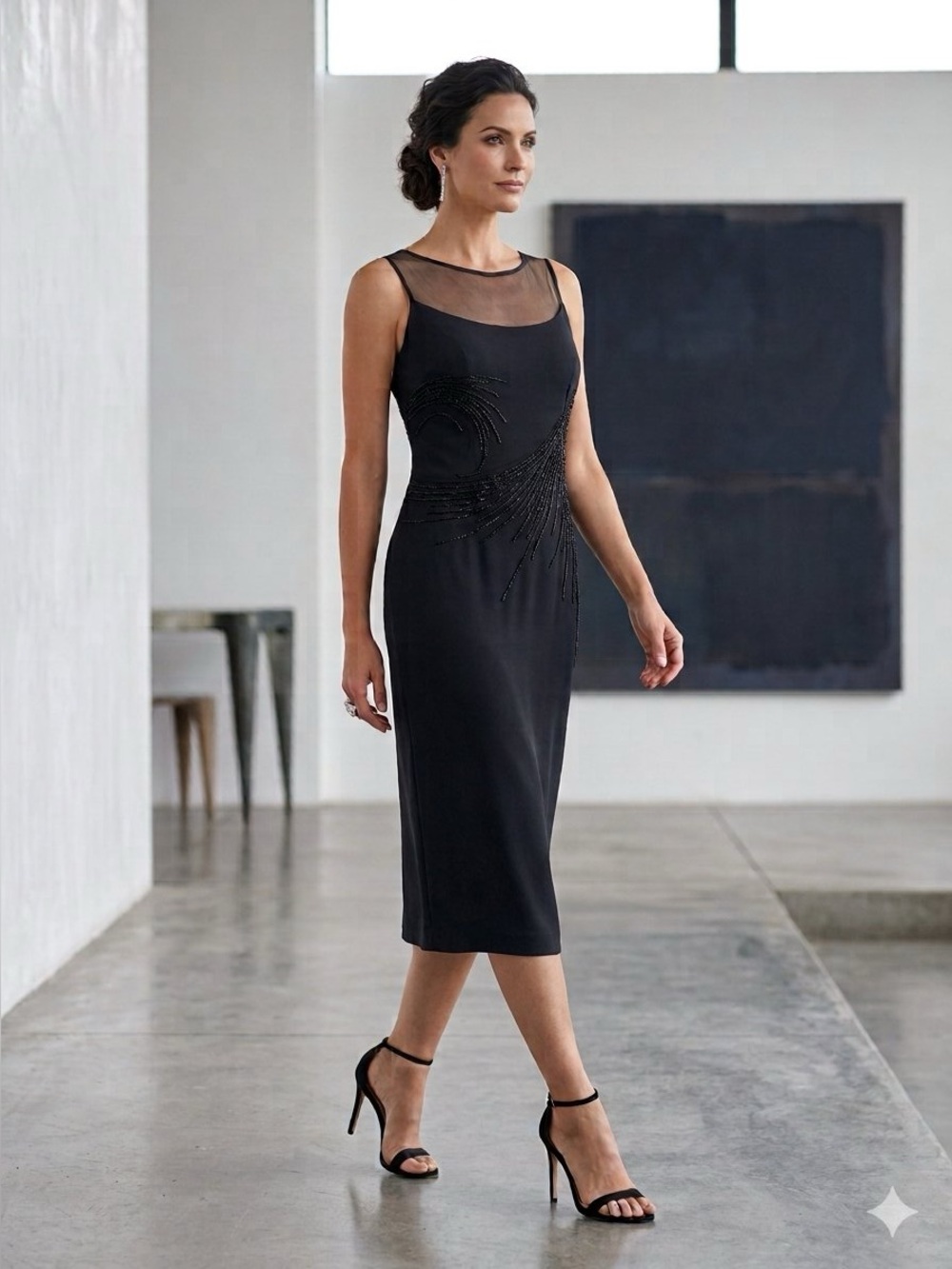 Night Studio • Black Beaded Cocktail Dress